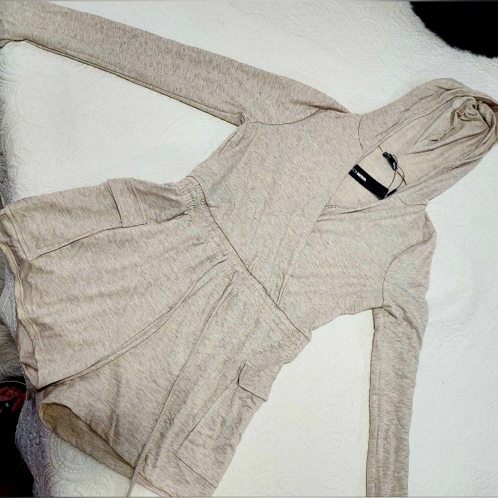 Beige Hooded Romper